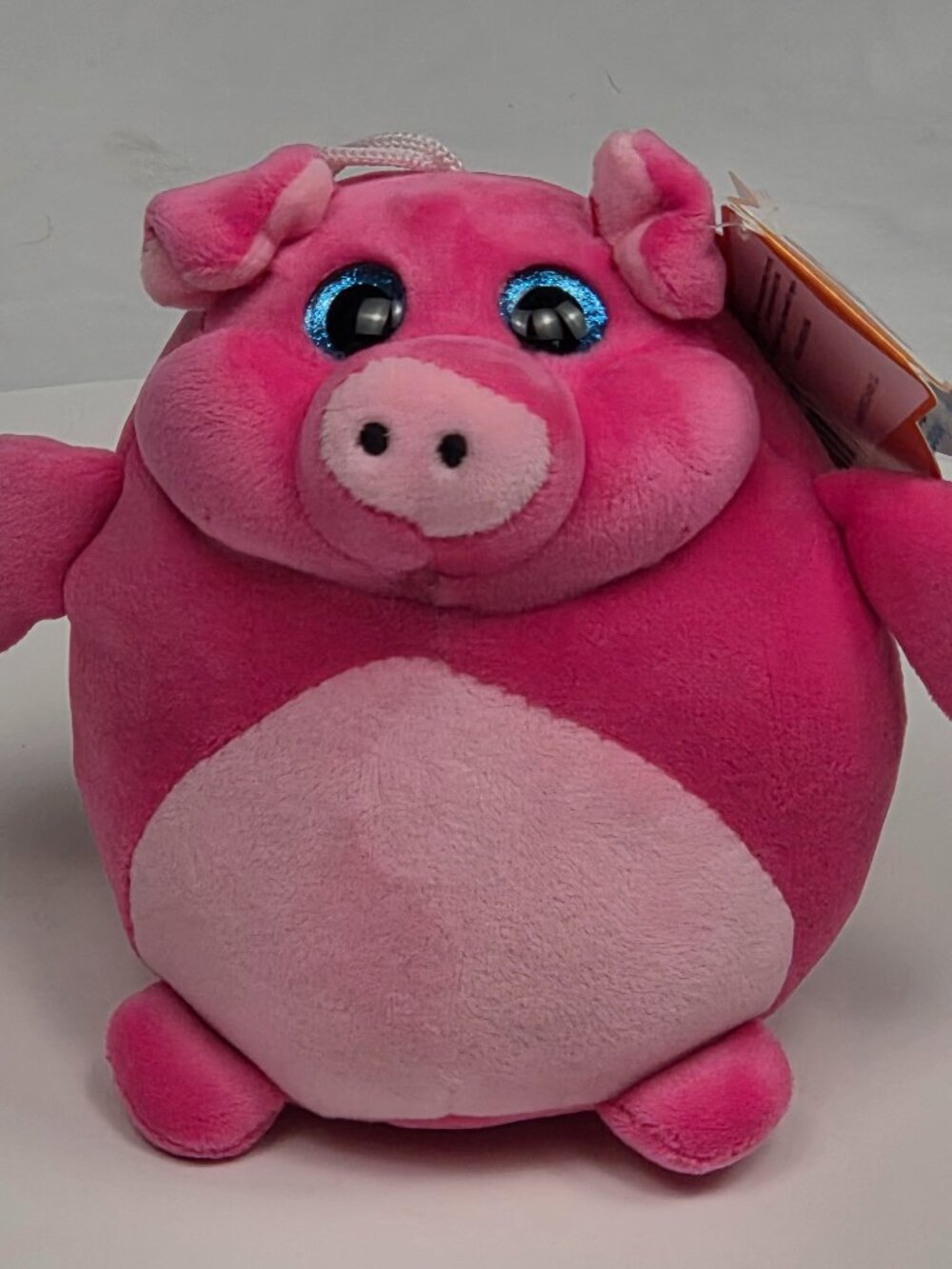 Smooshimals Pink Pig Plush: 5" Rare Collectible with Sparkling Blue Eyes